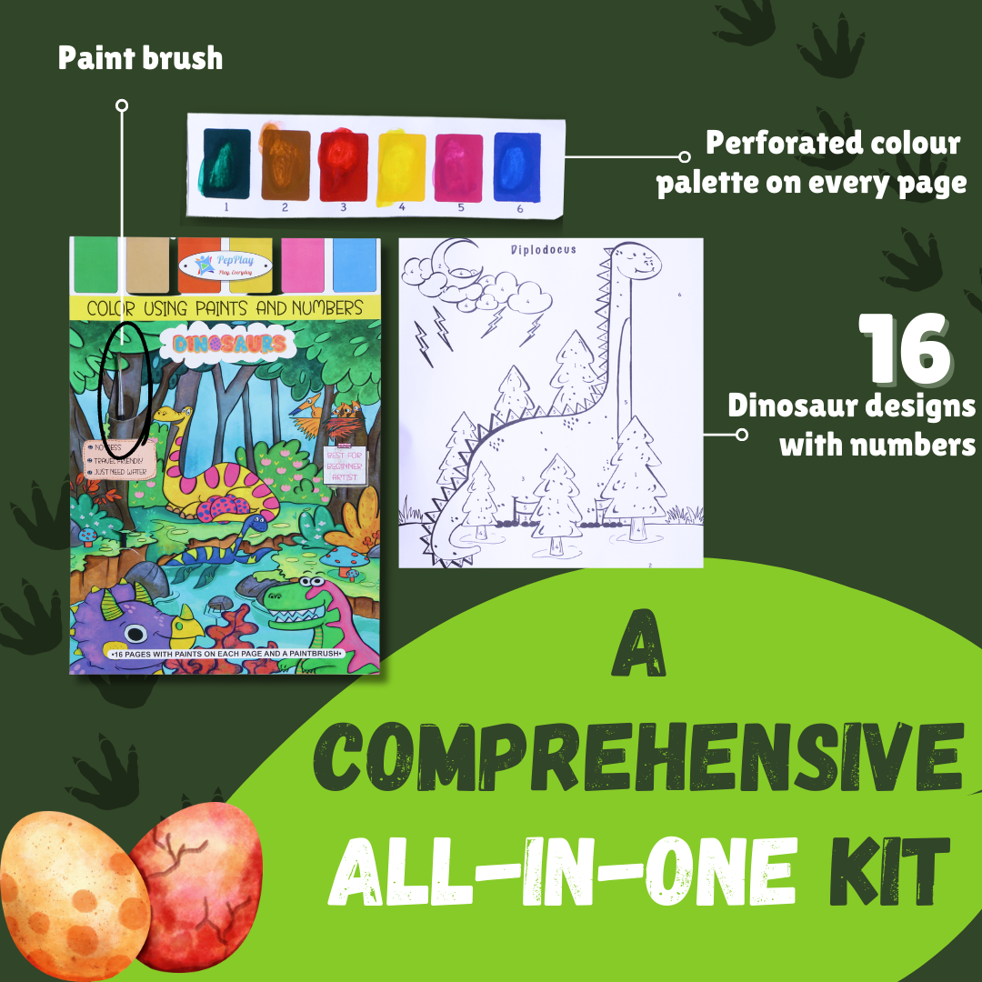 PepPlay Colour Using Paints and Numbers - Dinosaurs | Learn Colours & Numbers Creatively | 5+ Years
