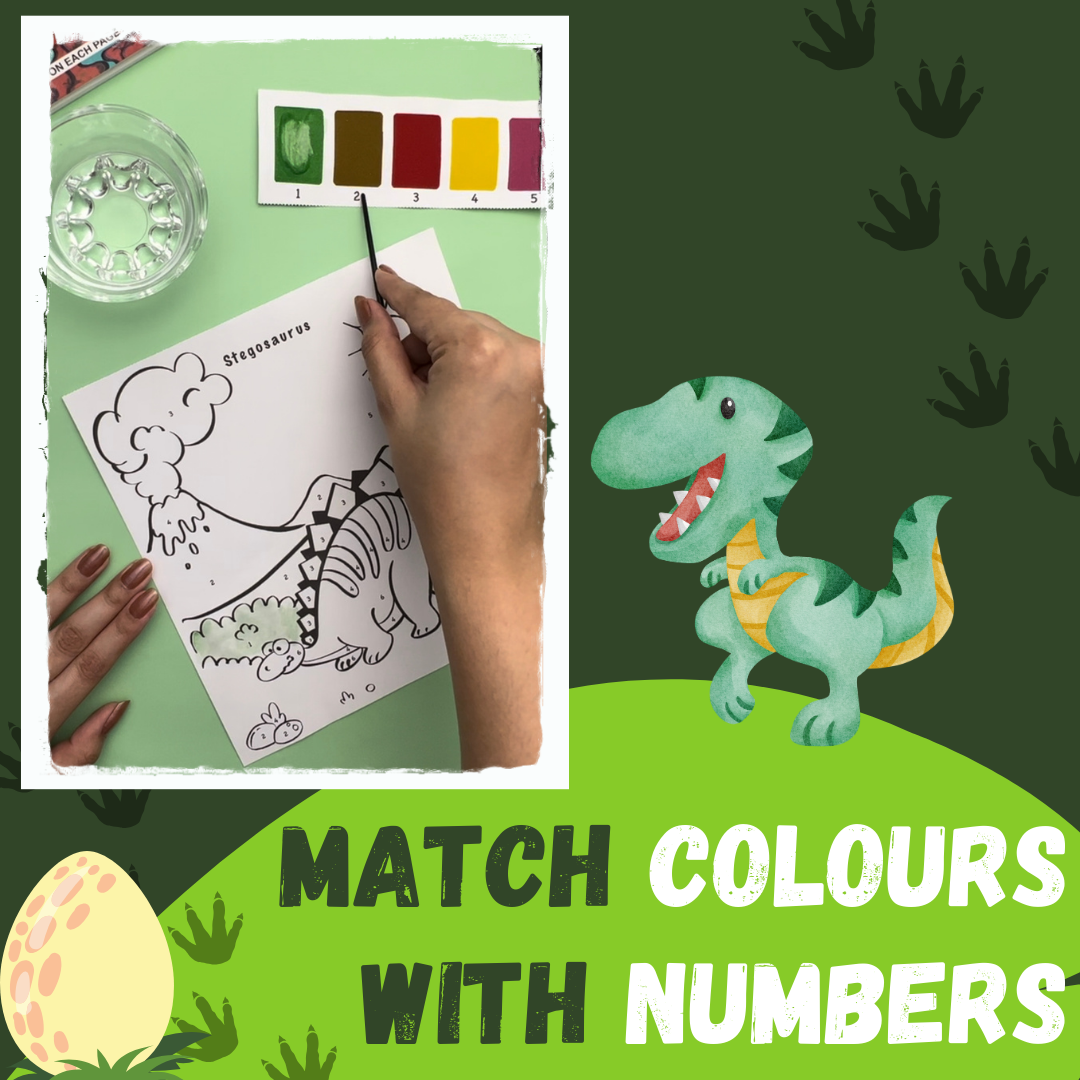 PepPlay Colour Using Paints and Numbers - Dinosaurs | Learn Colours & Numbers Creatively | 5+ Years