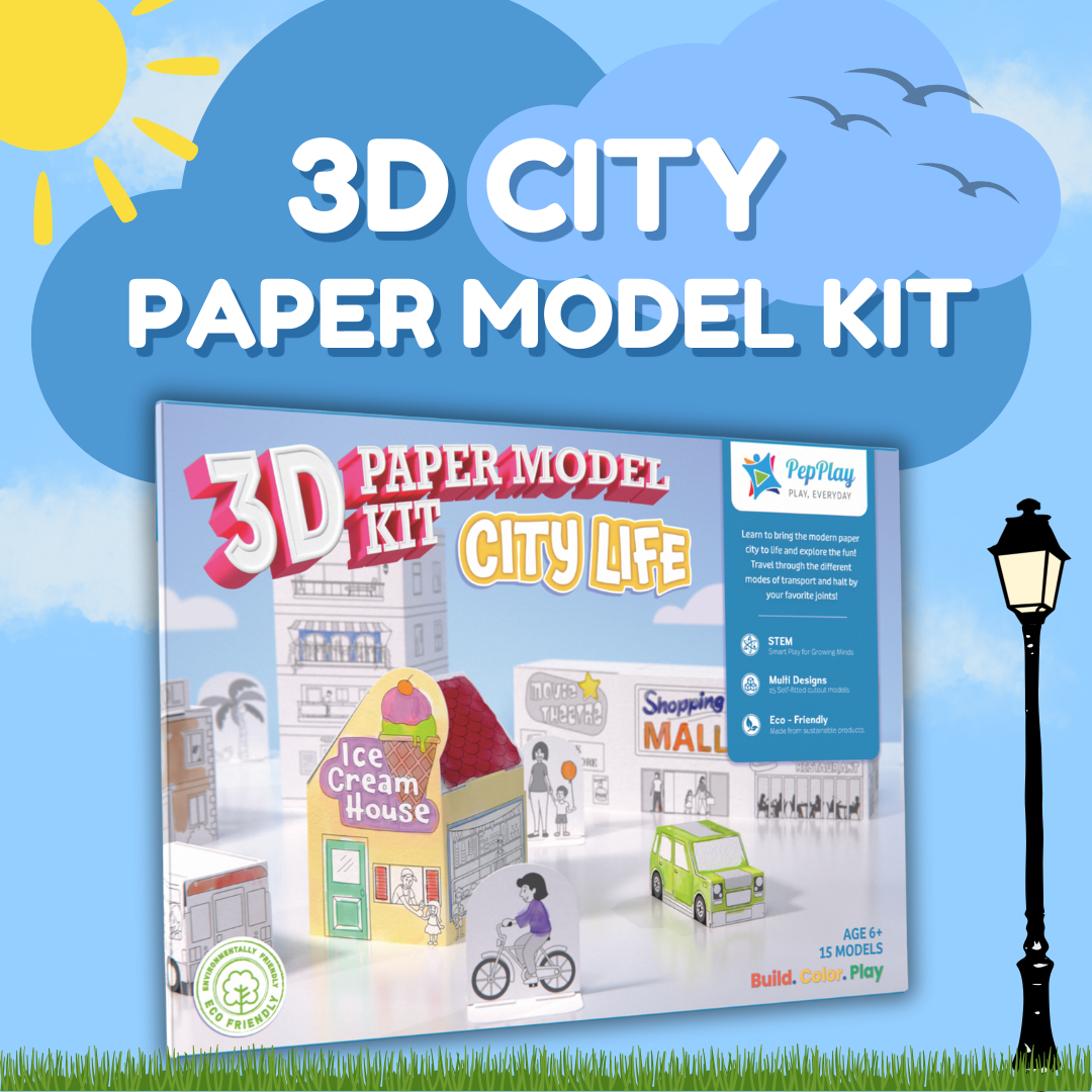 PepPlay 3D Paper Model Kit - City Life | Build, Colour & Create | 5+ Years