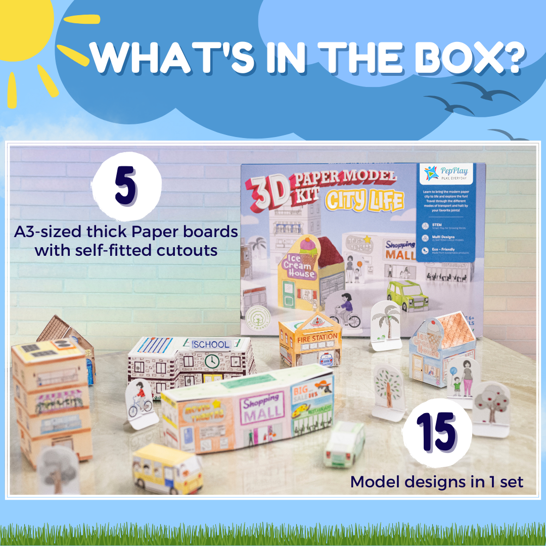 PepPlay 3D Paper Model Kit - City Life | Build, Colour & Create | 5+ Years