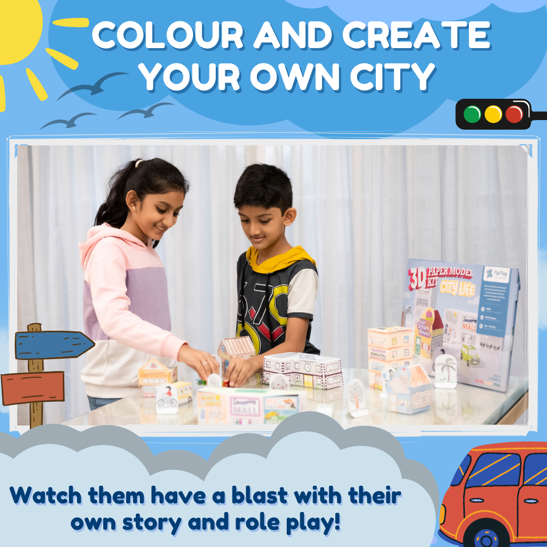 PepPlay 3D Paper Model Kit - City Life | Build, Colour & Create | 5+ Years