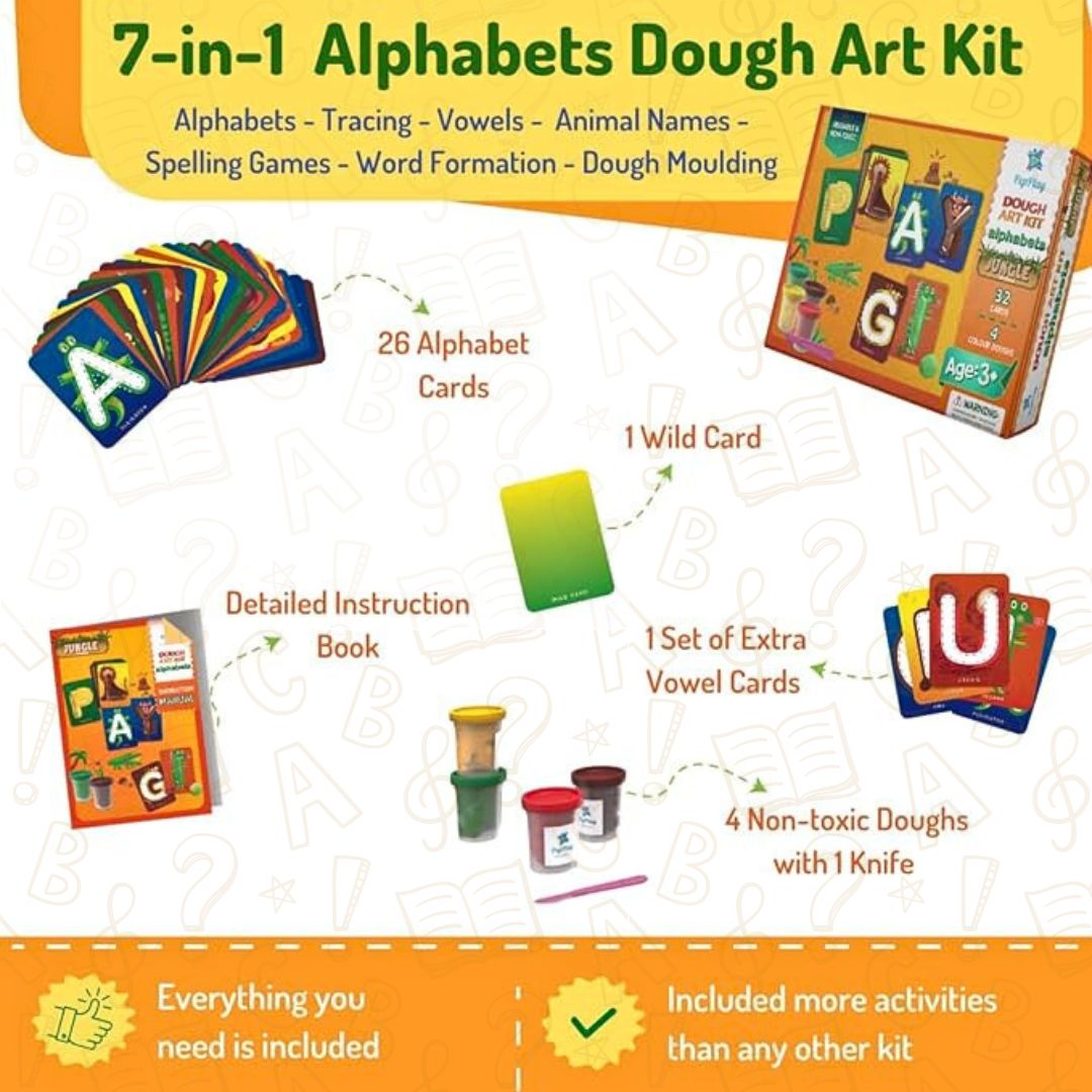 PepPlay Dough Art Kit - Alphabets | Learn Letters Through Play | 3+ Years