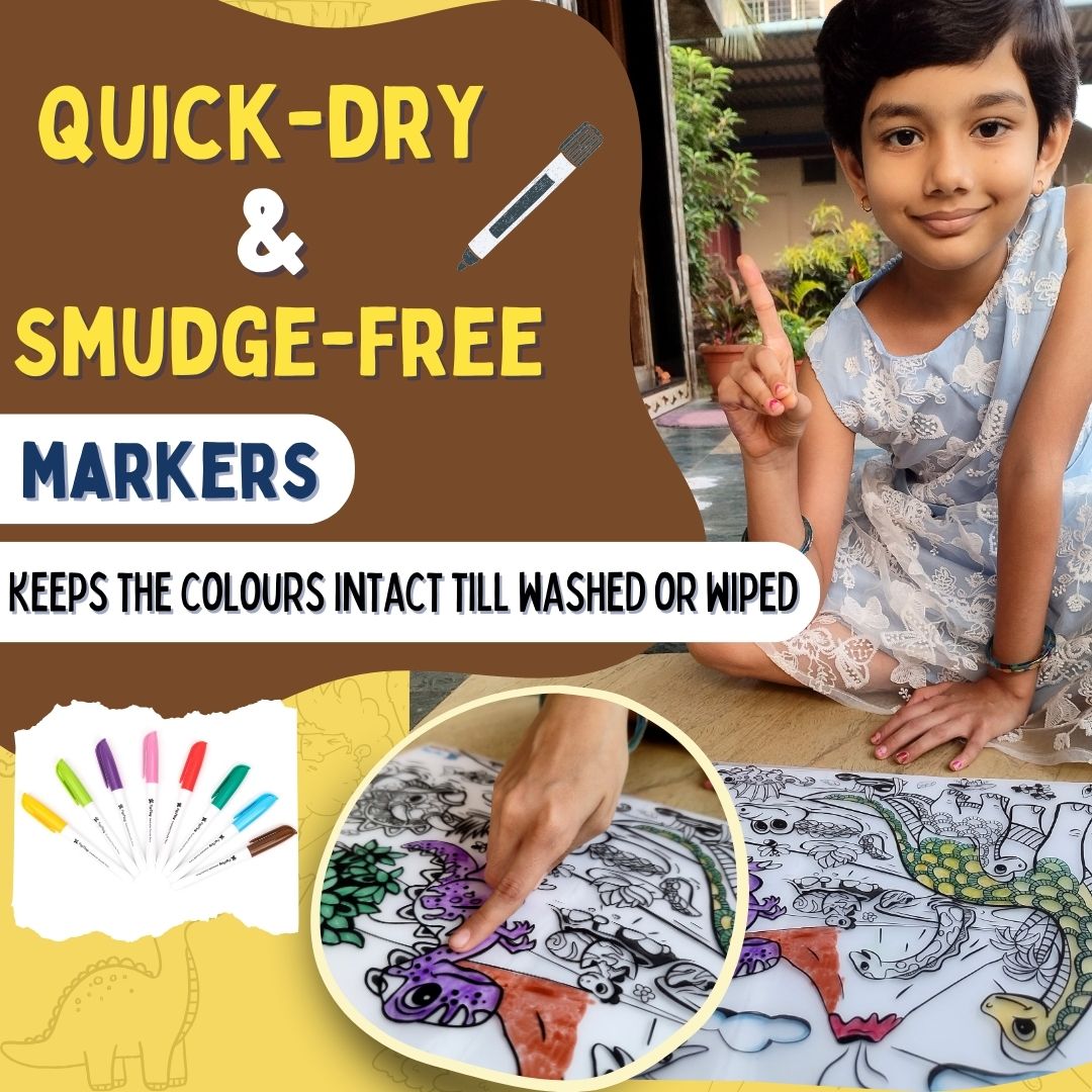 PepPlay Doodle Placemats - Prehistoric Series | Reusable Colour & Learn Fun | 3+ Years
