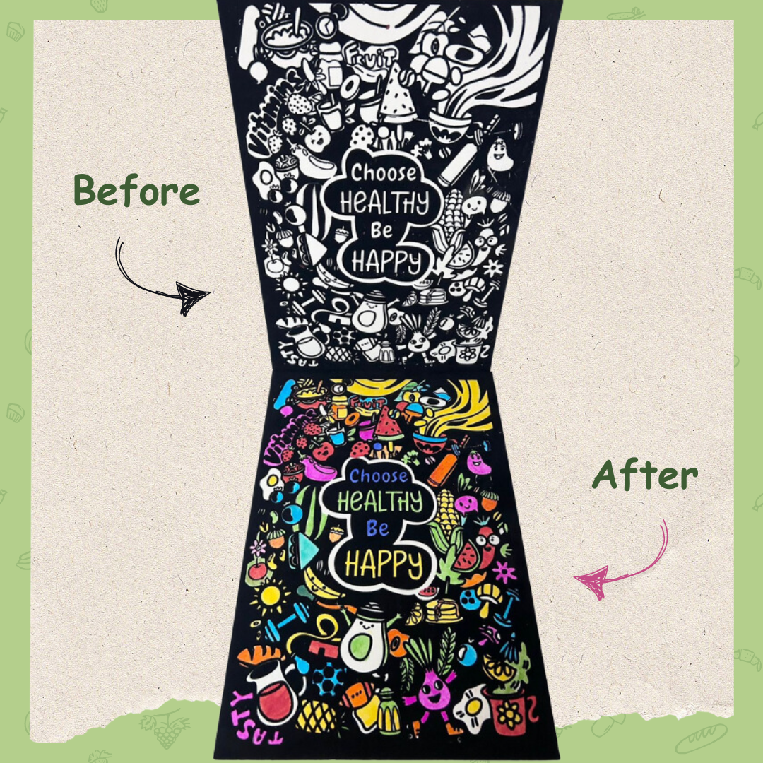 Before and after health velvet canvas – plain artwork transformed into colourful decor – PepPlay India
