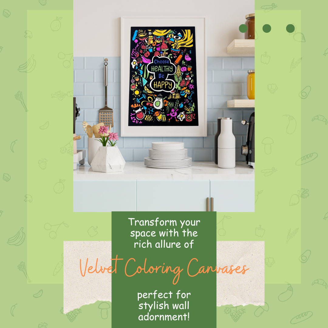 Framed Velvet Colouring Canvas displayed in a room – finished artwork for home decor – PepPlay India