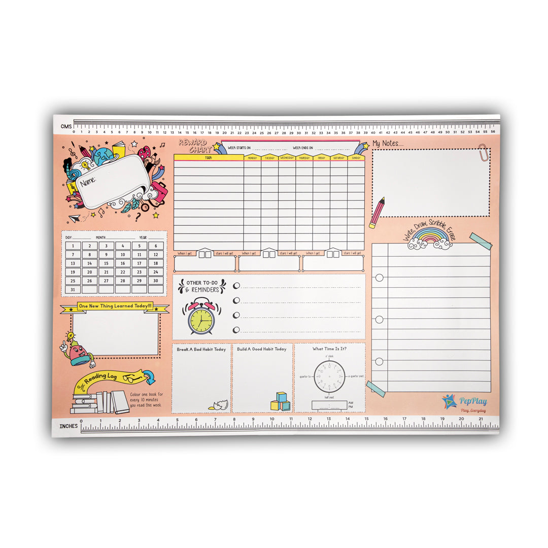 PepPlay Activity Planner - Peach | Reusable Learning Fun | 3+ Years