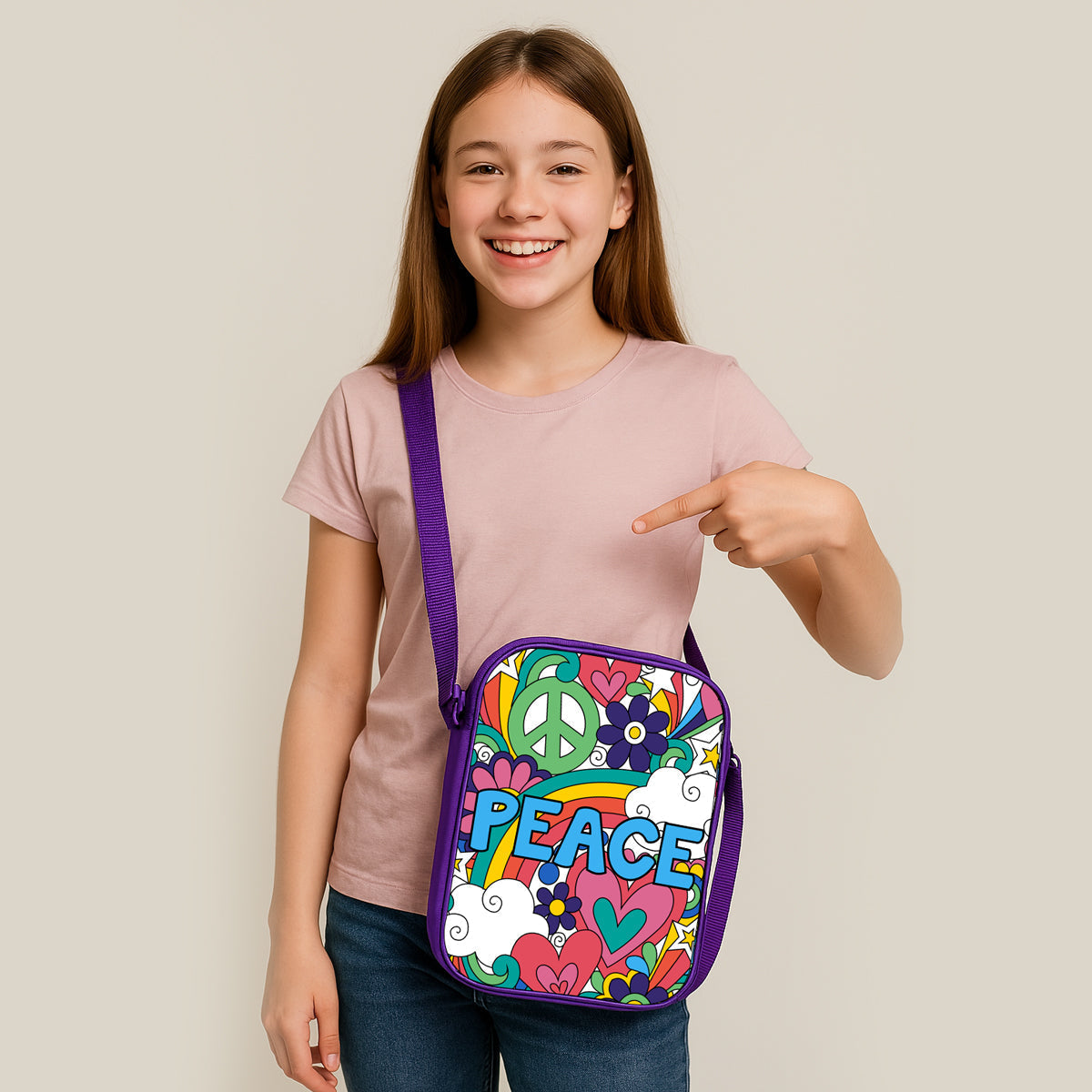 iCraft PEACE Sling Bag DIY Kit - Color Your Own Bag for Kids iCraft