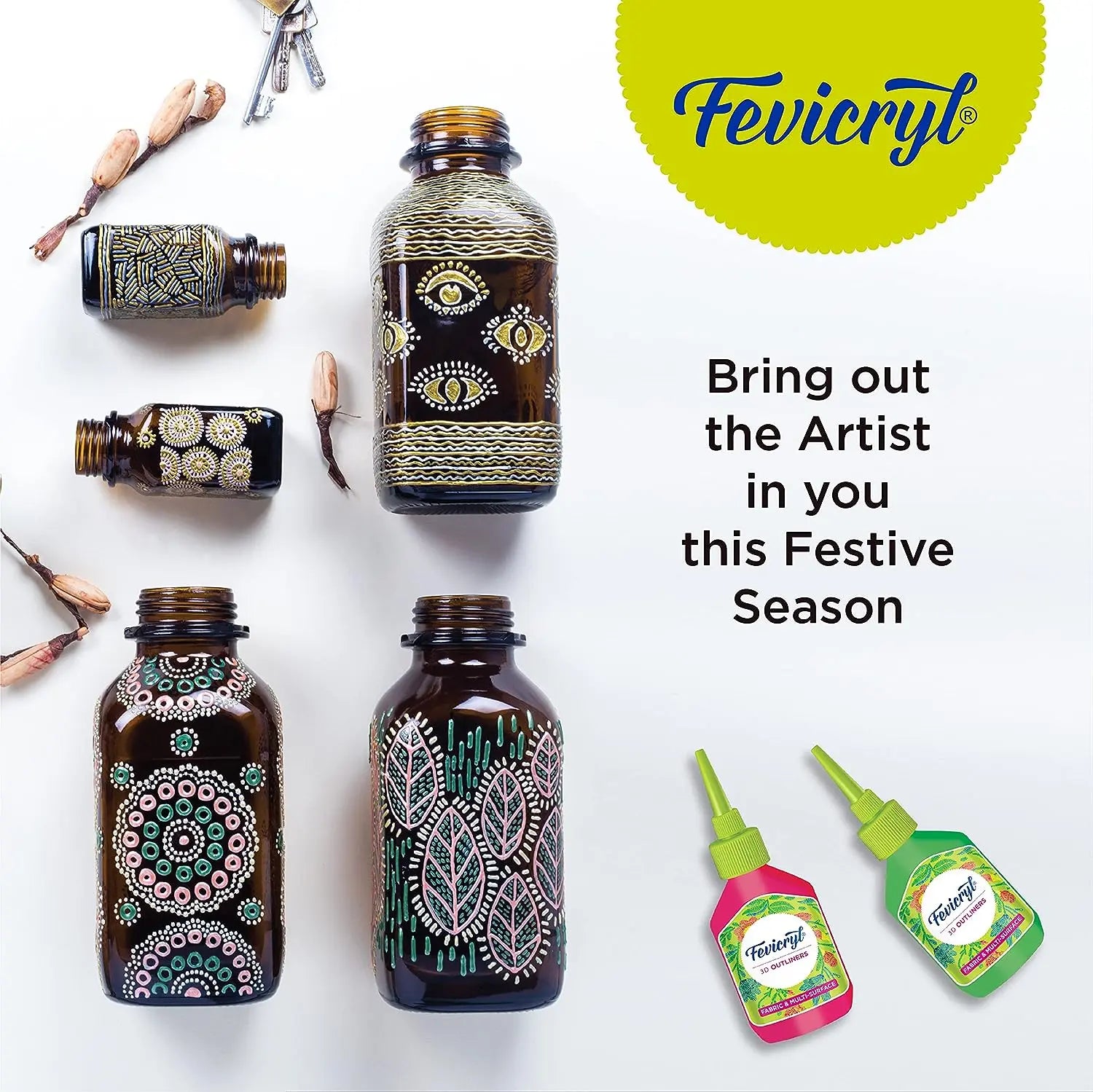 Pidilite Fevicryl 3D Outliners Fabric & Multi-Surface - Set of 5 Shades Pidilite