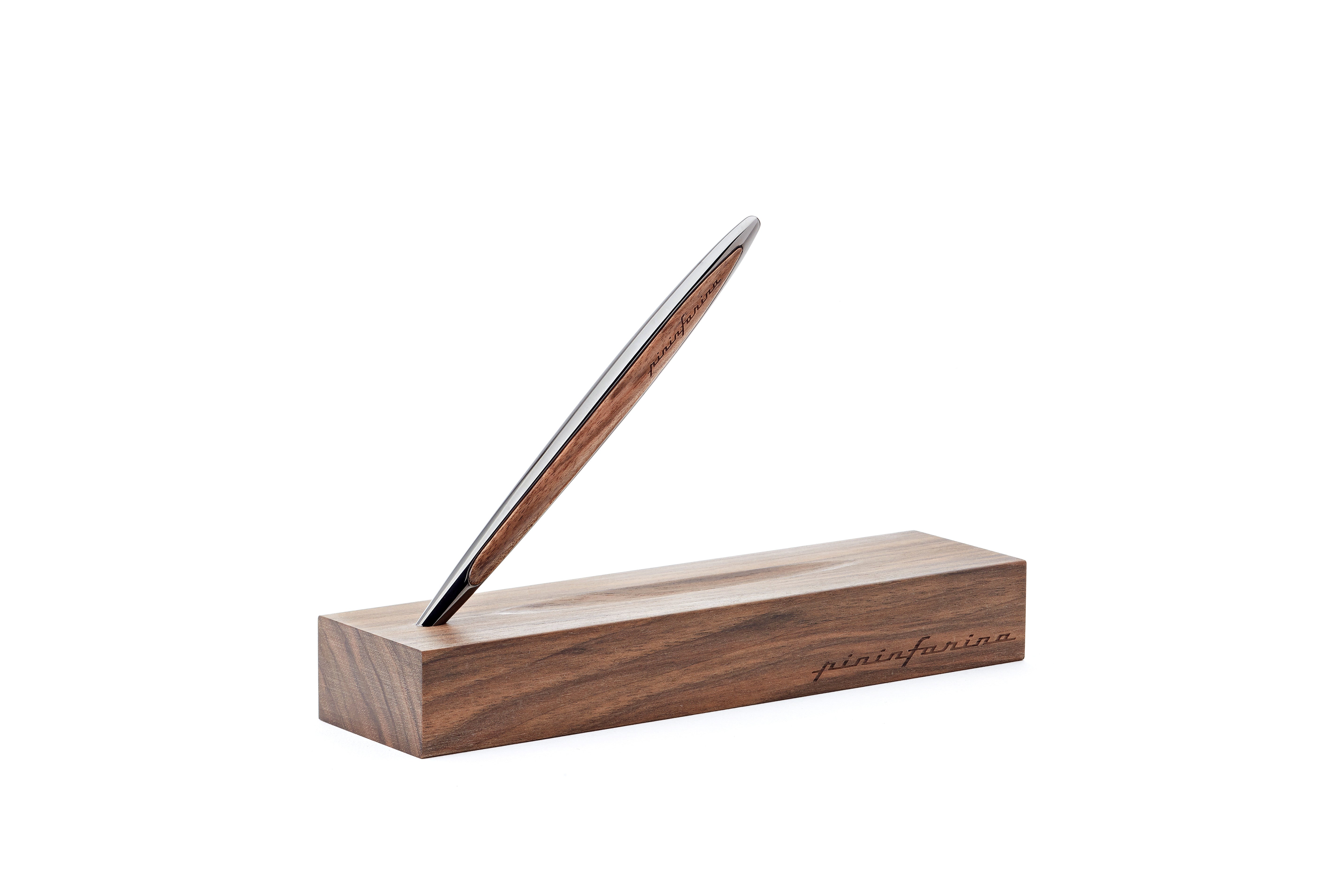 Pininfarina | Cambiano | Glossy Black | Classic Ethergraf Metal Alloy Nib | Solid Wood Desk Stand Pininfarina