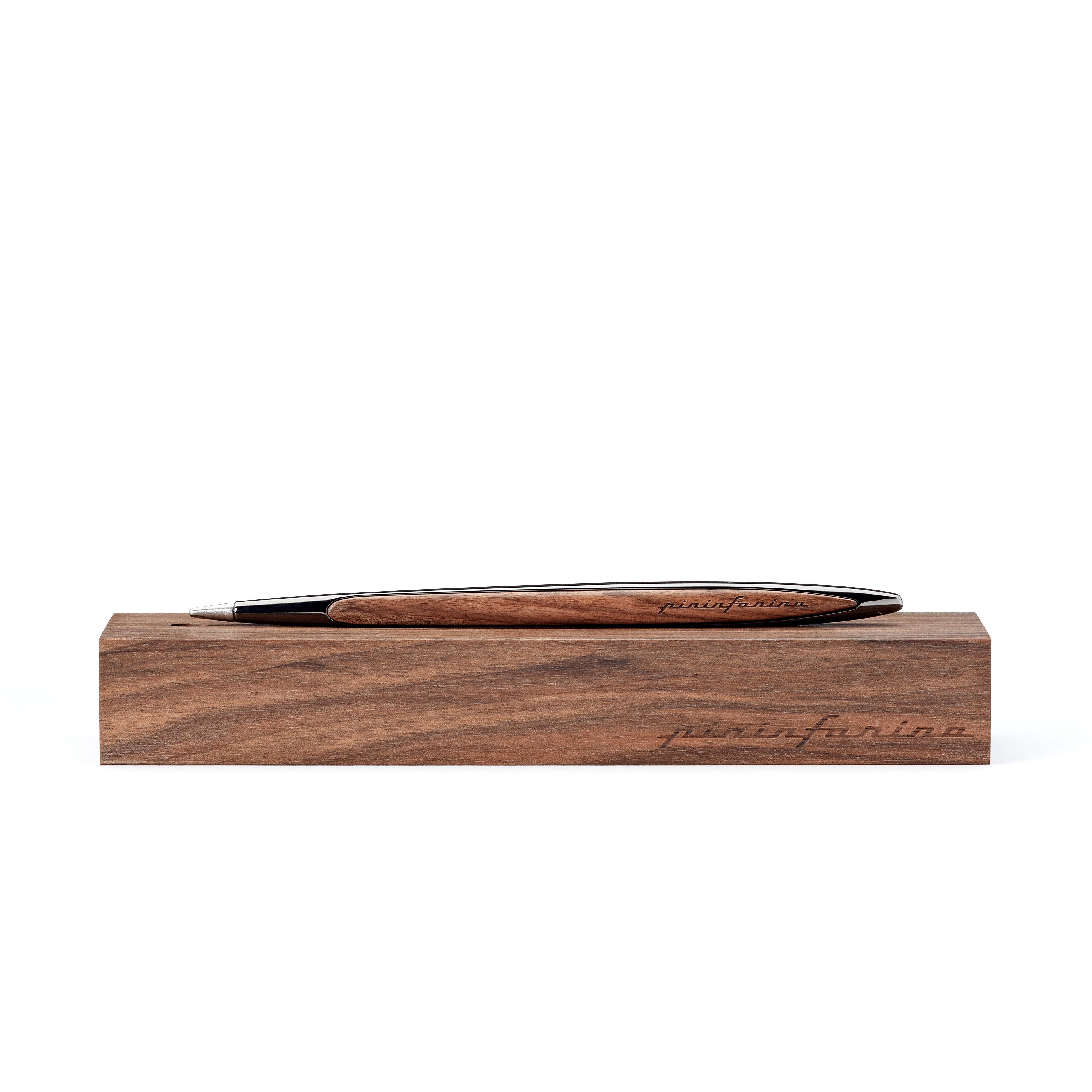 Pininfarina | Cambiano | Glossy Black | Classic Ethergraf Metal Alloy Nib | Solid Wood Desk Stand Pininfarina