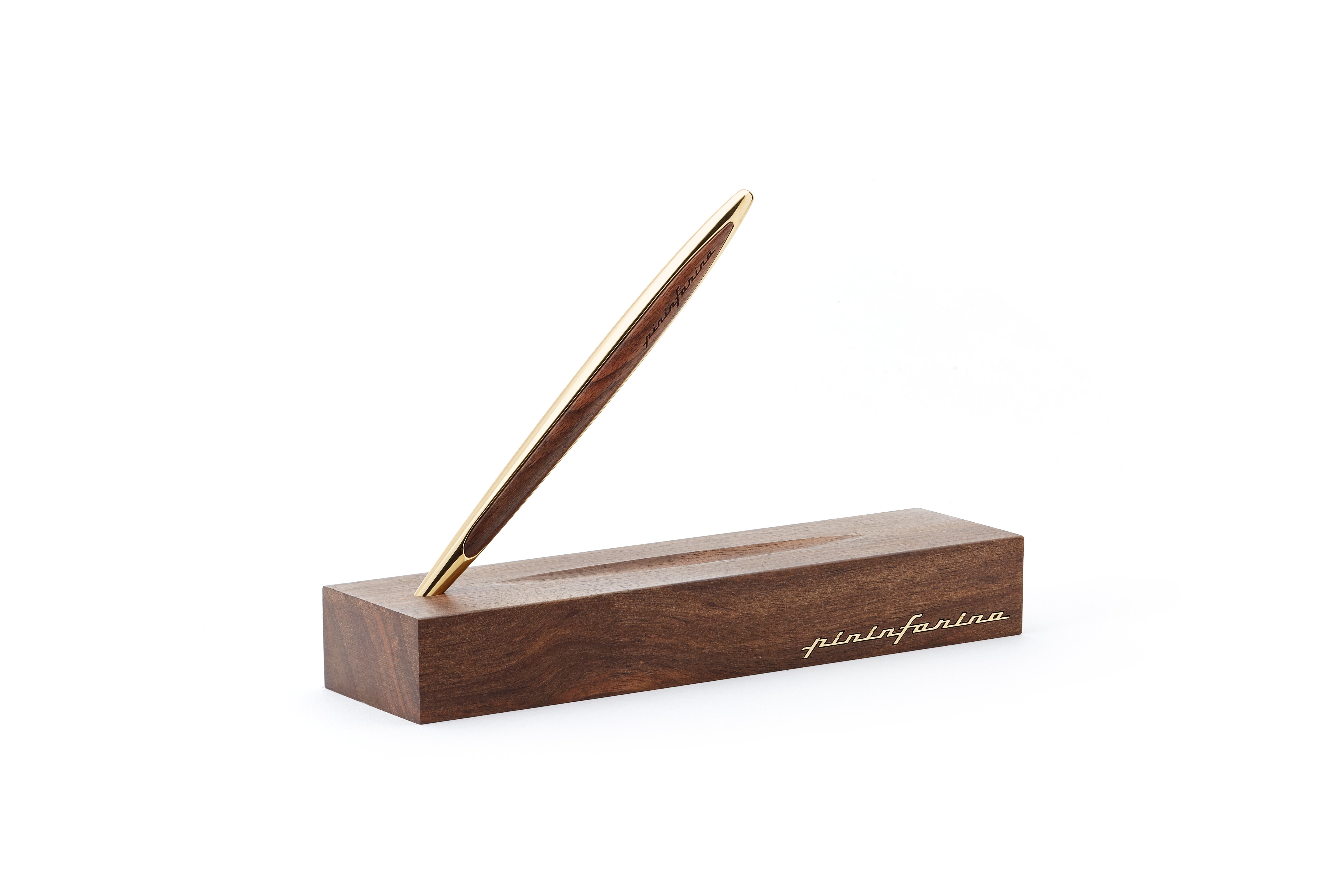 Pininfarina | Cambiano | Pale Gold | Classic Ethergraf metal alloy tip | Solid Wood Desk Stand Pininfarina