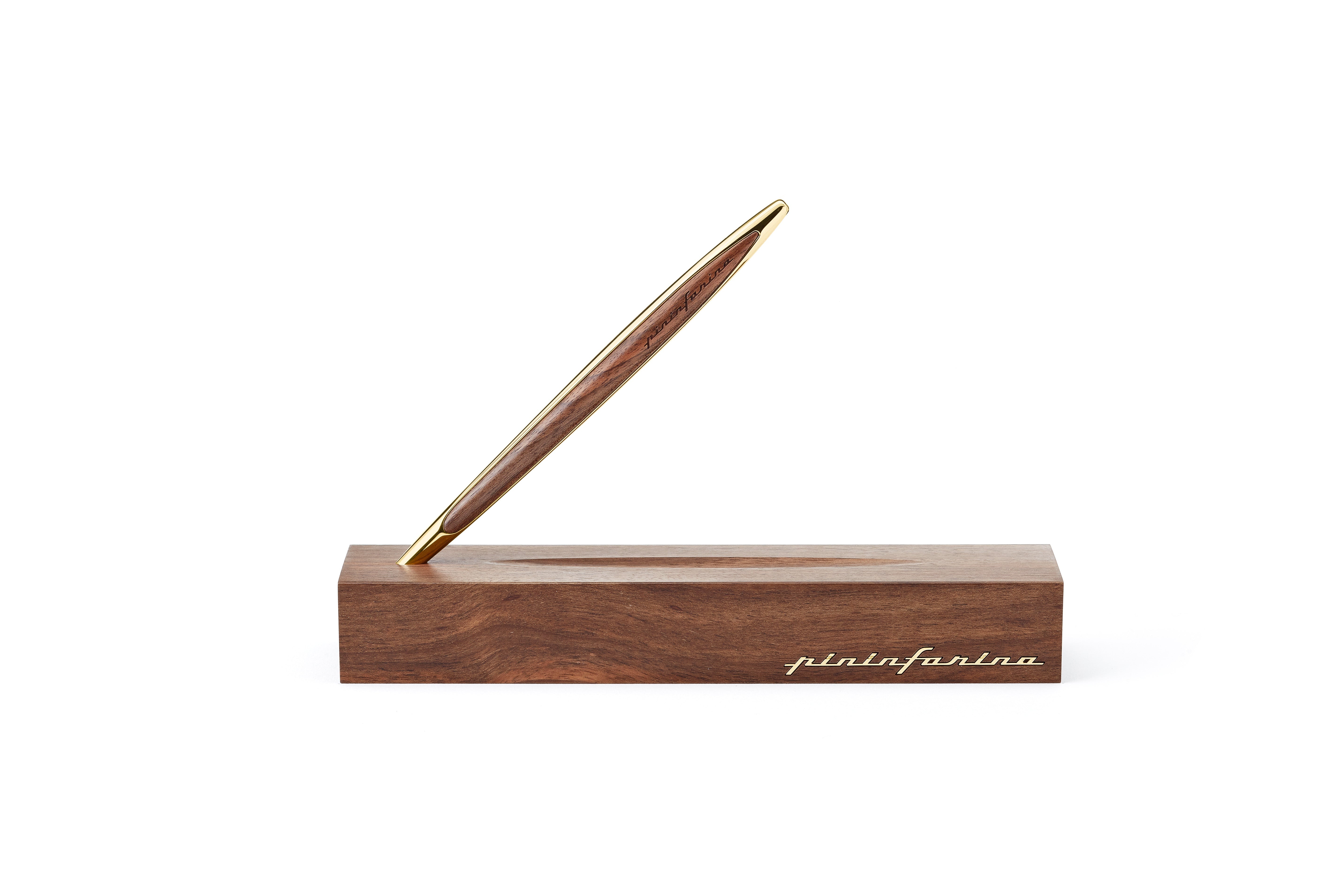 Pininfarina | Cambiano | Pale Gold | Classic Ethergraf metal alloy tip | Solid Wood Desk Stand Pininfarina
