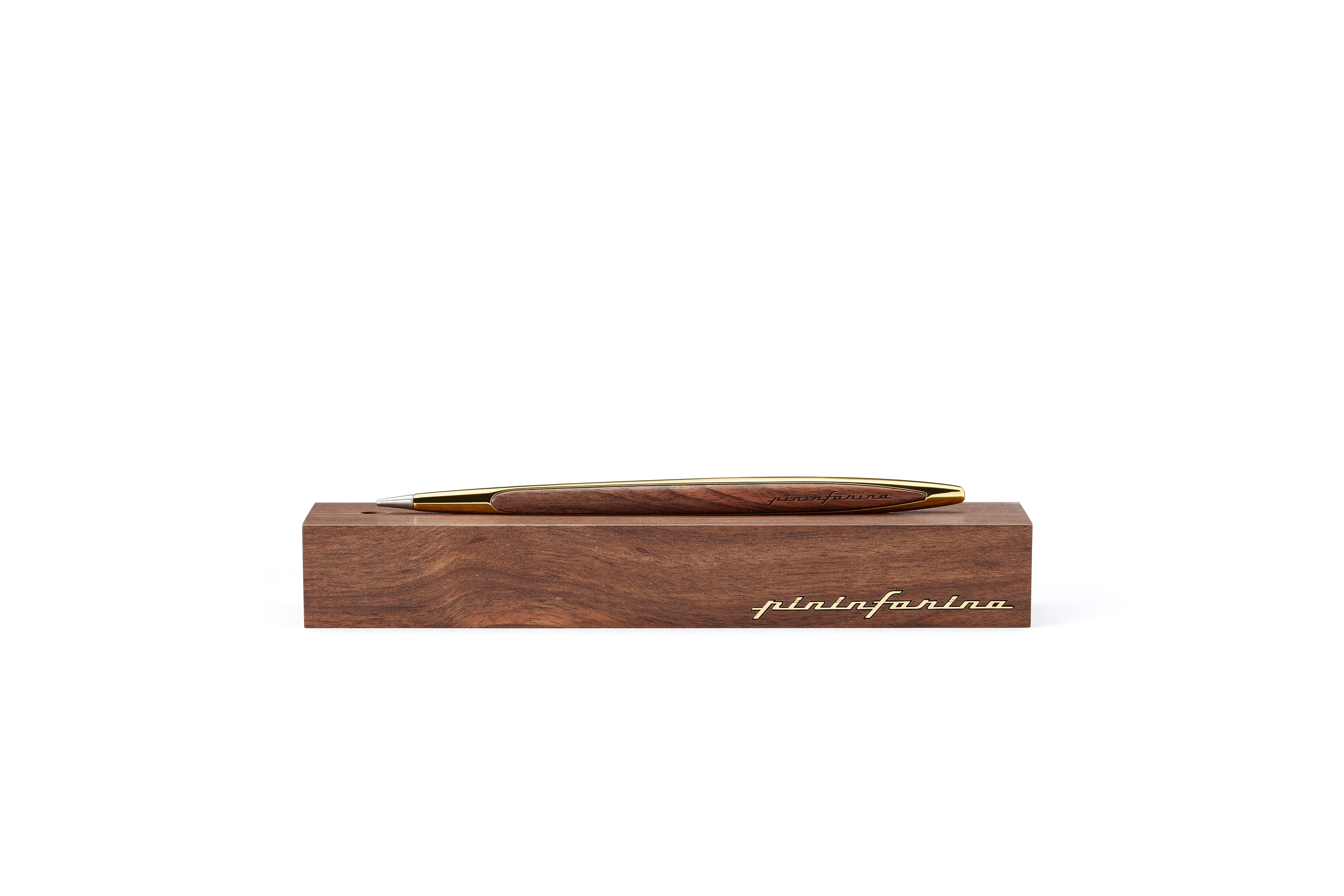 Pininfarina | Cambiano | Pale Gold | Classic Ethergraf metal alloy tip | Solid Wood Desk Stand Pininfarina