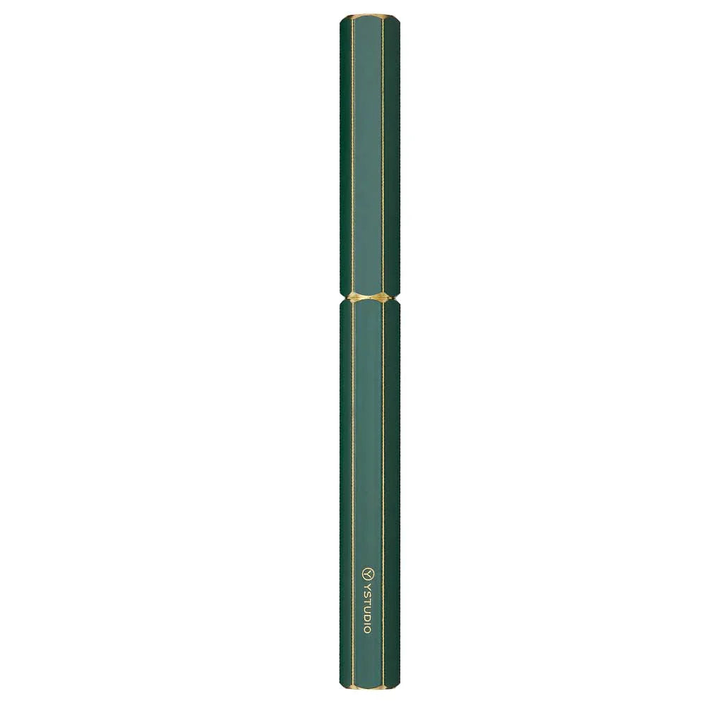 Ystudio | Fountain Pen | Green Hexogon | Classic Revolve | Brass Body | Medium Nib YSTUDIO