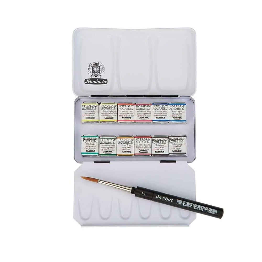 Schmincke Half Pan Watercolor Pocket Set -Metal Travel Box Canvazo