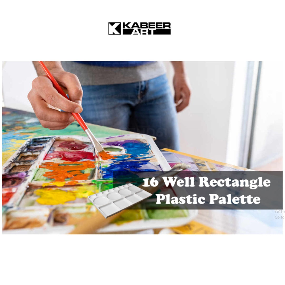 Kabeer Art 16 Well Rectangle Plastic Painting Palette -
