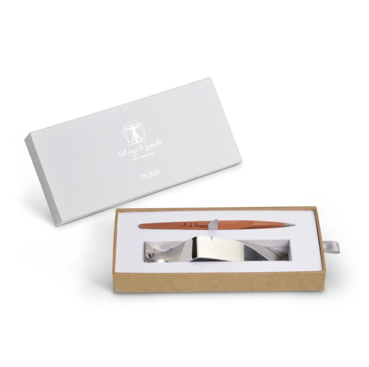 Pininfarina | Forever Piuma | Leonardo 500th Limited Edition | Pear Wood | Ethergraf® Metal Tip and Stainless Steel Base Pininfarina