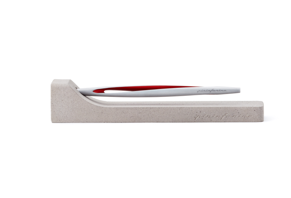 Pininfarina | Aero Red Pencil | Ethergraf® metal alloy tip | Raw Concrete Desk Stand Pininfarina