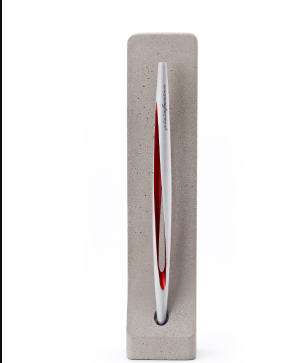 Pininfarina | Aero Red Pencil | Ethergraf® metal alloy tip | Raw Concrete Desk Stand Pininfarina