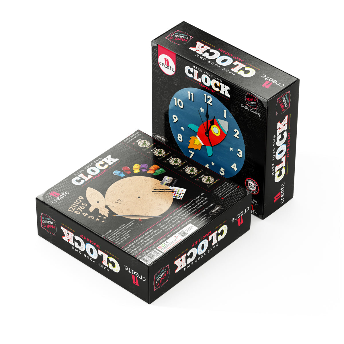 iCraft DIY Clock Kit - Spaceship Theme Decor Craft for Kids iCraft