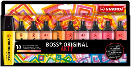 Stabilo Boss Original Arty Highlighter – Set of 10 Warm Colors Stabilo