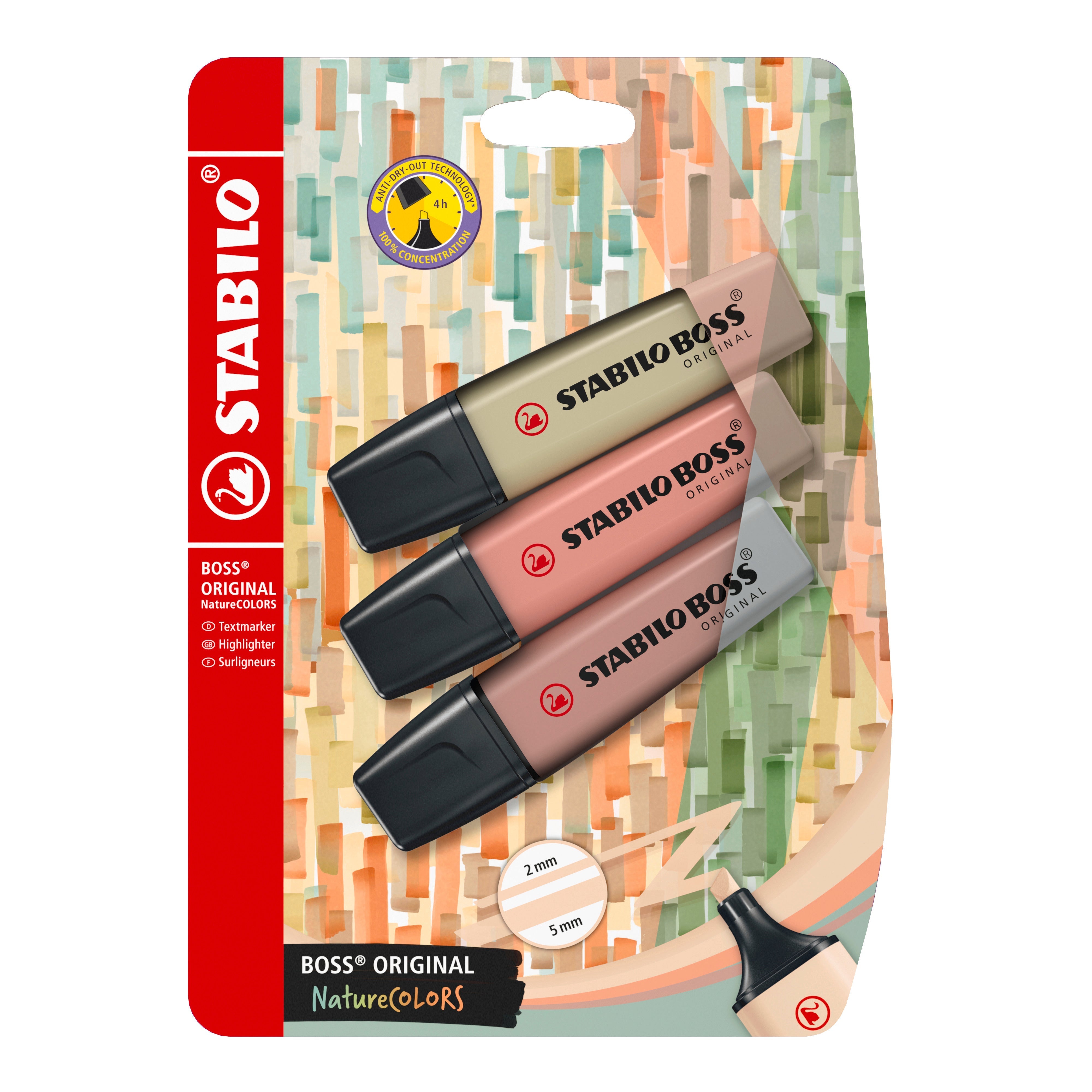 Stabilo Boss Highlighter Nature Col- Pack Of 3 Blister(Mg/Si/Um) Stabilo