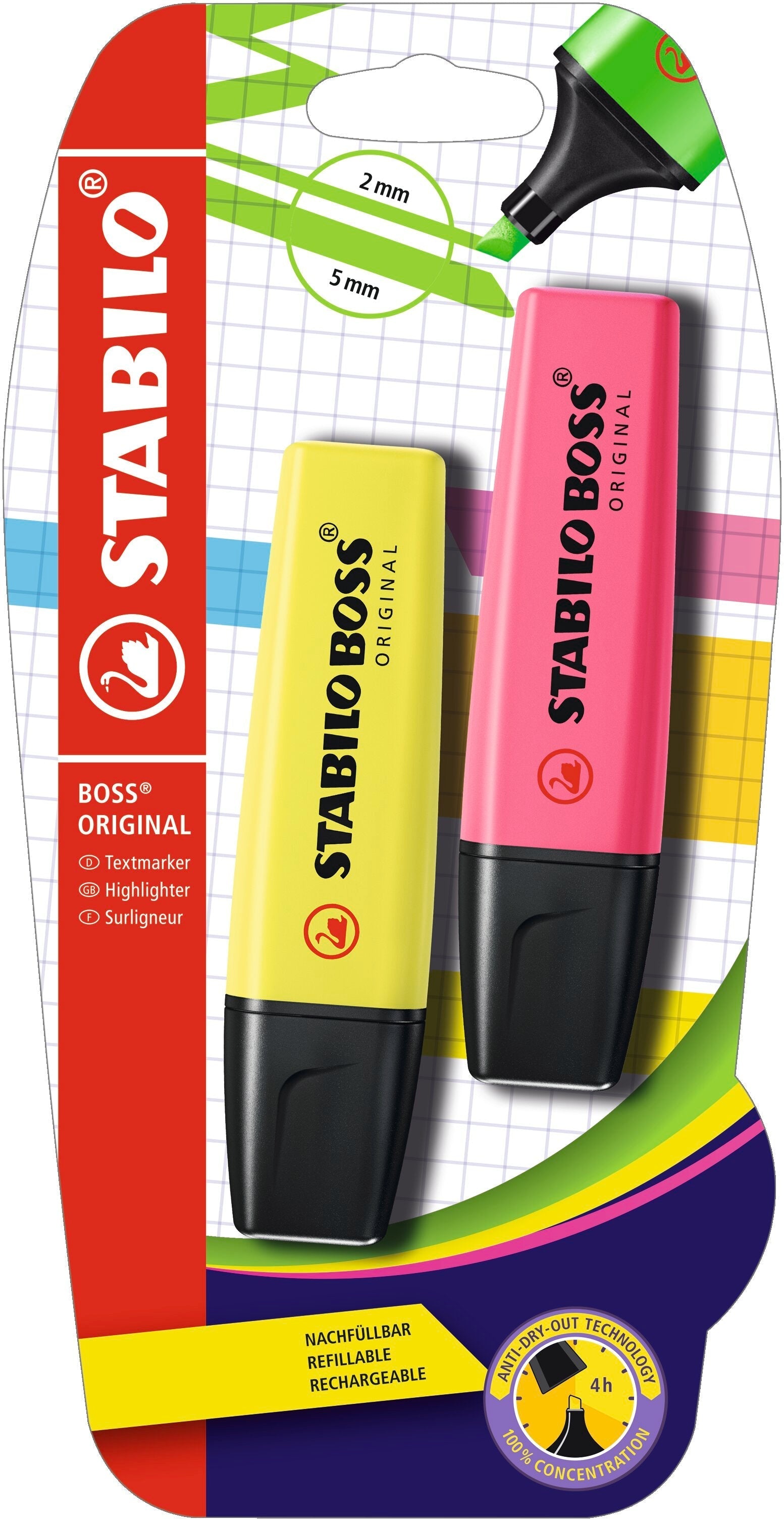 Stabilo Boss Highlighter-Pack Of 2  Blister-Yellow/Pink Stabilo