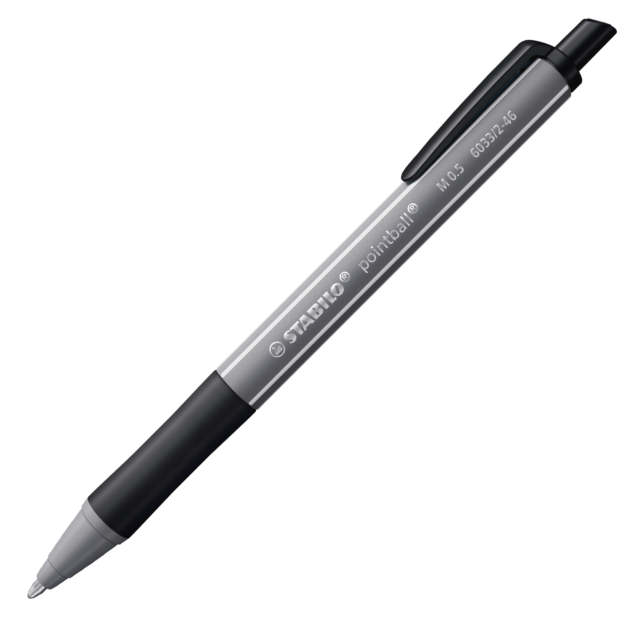 Stabilo Pointball Colorful - Dark Grey Ballpoint Pen - Pack Of 10 Stabilo