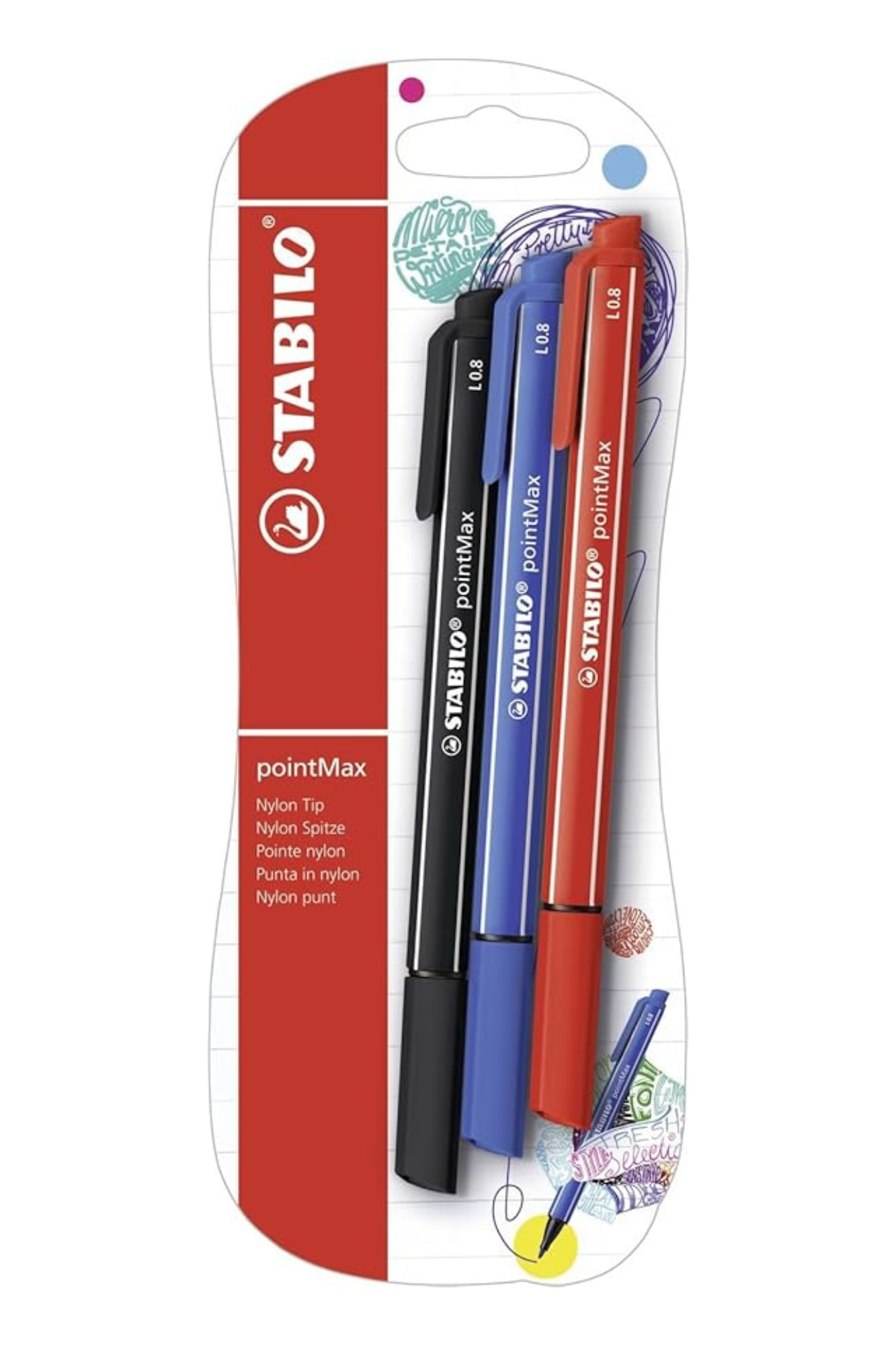 Buy Stabilo Point Max Fineliner Pens Pack of 3 | 0.8mm Bold Tip