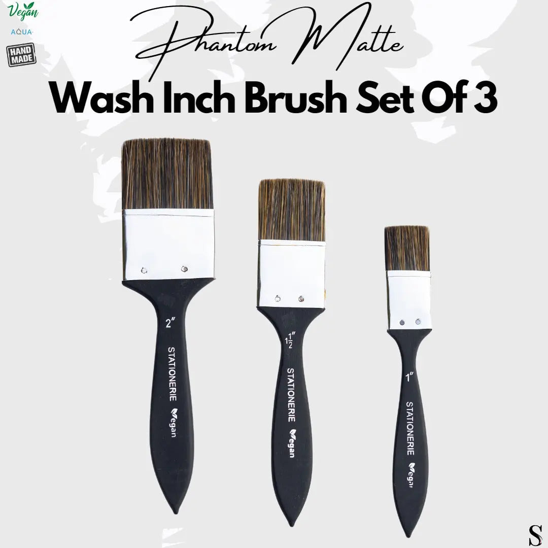 Stationerie 2nd Gen Vegan Inch Wash Brush Set 1′, 1.5′, 2′ Stationerie