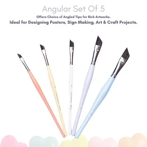 Stationerie Angular Brush Set Of 5 Candy Edition Stationerie