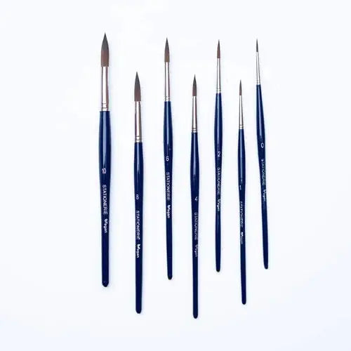 Stationerie Aqua Pro Round Set of 7 - Vegan Synthetic Kolinsky Edition Canvazo