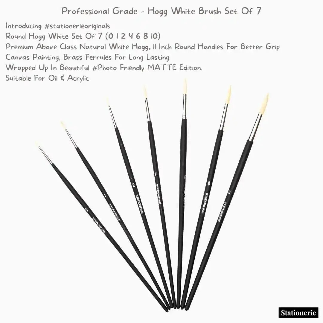 Stationerie Artists Round Hogg White Set Of 7 Stationerie