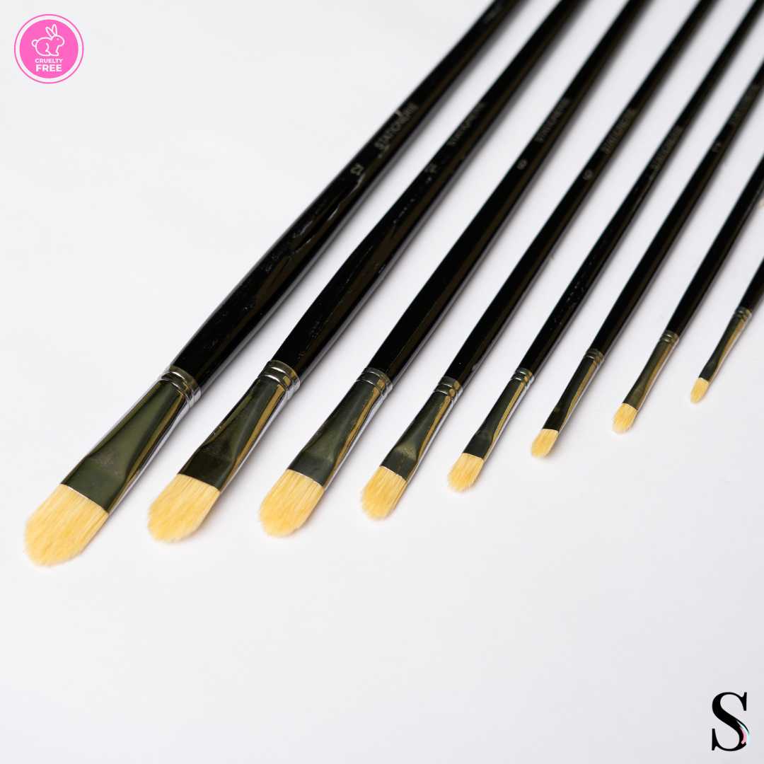 Stationerie Filbert Hog Brush Set Of 8, Long Handle 11 Stationerie