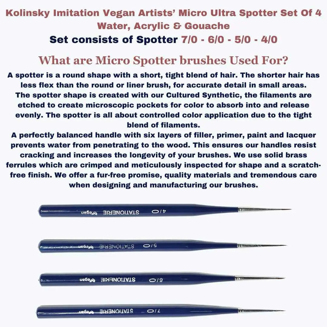 Stationerie Ultra Micro Spotter Set Of 4 Kolinsky Synthetic Stationerie