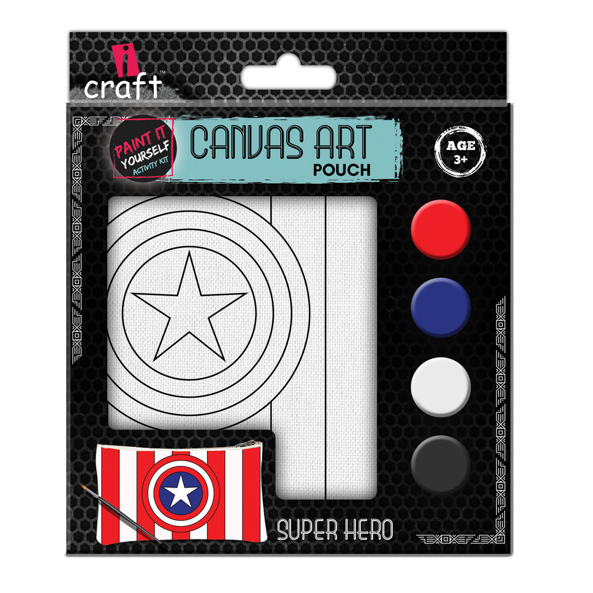 iCraft DIY Canvas Pouch Painting Kit for Kids - Super Hero iCraft