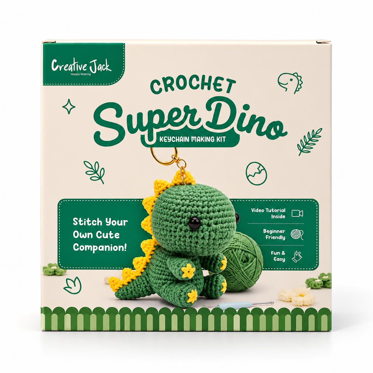 Crochet Keychain Making Kit - Super Dino - SuperDinoCrochetKitBox