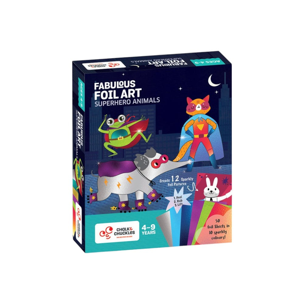 Chalk And Chuckles Fabulous Foil Art Kit - Superhero Animals for Kids Canvazo