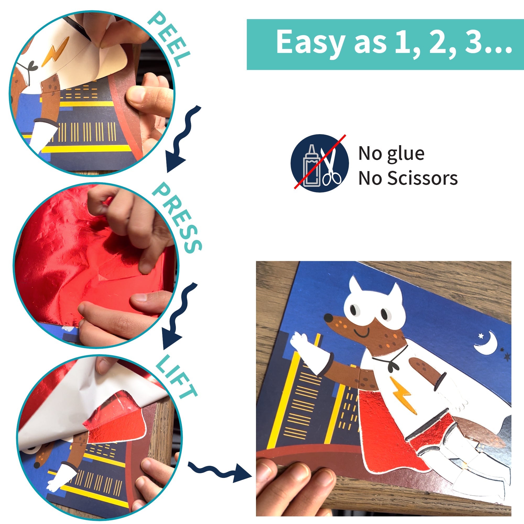 Chalk And Chuckles Fabulous Foil Art Kit - Superhero Animals for Kids Canvazo