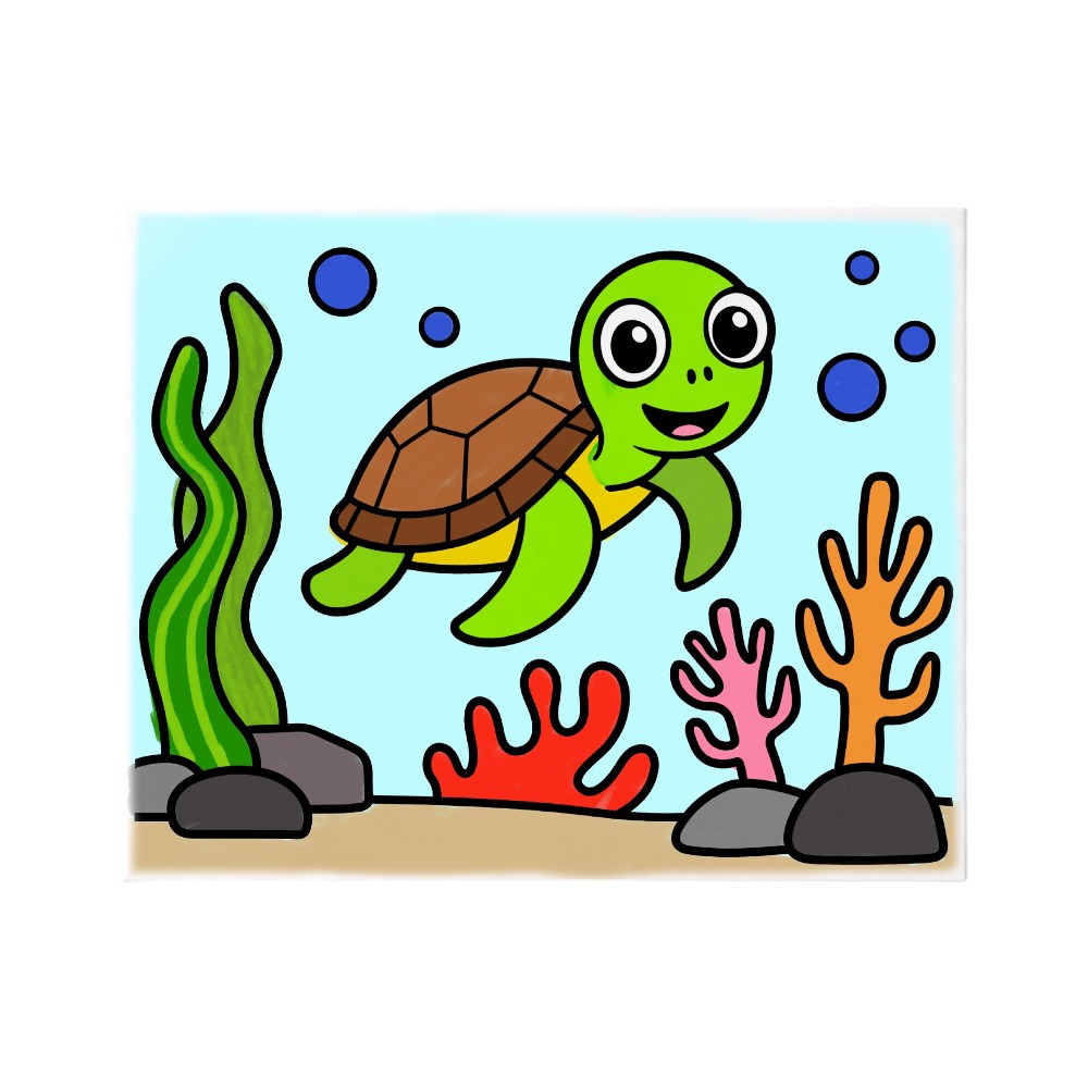 Ready to Paint Canvas Kit for Kids 8x10 Inch - TURTLE 8x10 Mock Up CLR