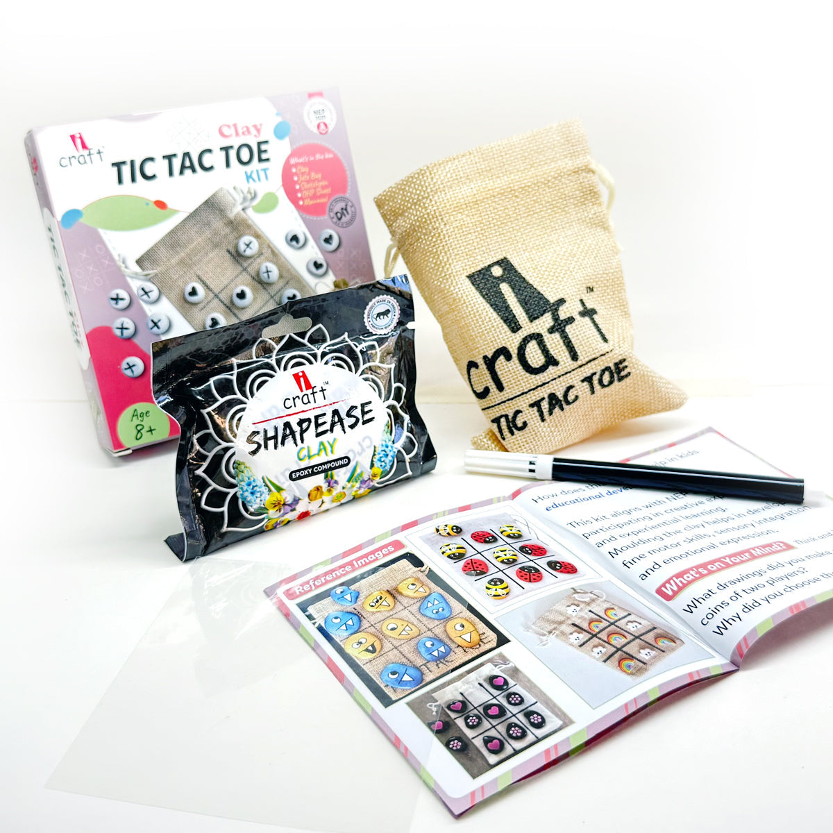 iCraft Clay Tic Tac Toe DIY Game Kit - Fun Craft for Kids iCraft