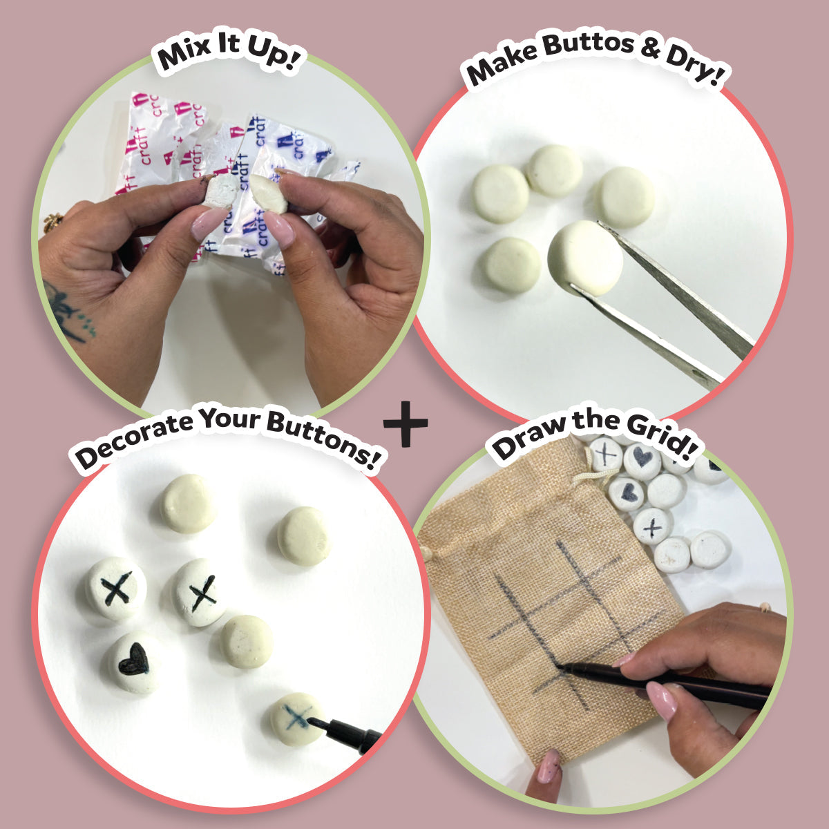 iCraft Clay Tic Tac Toe DIY Game Kit - Fun Craft for Kids iCraft