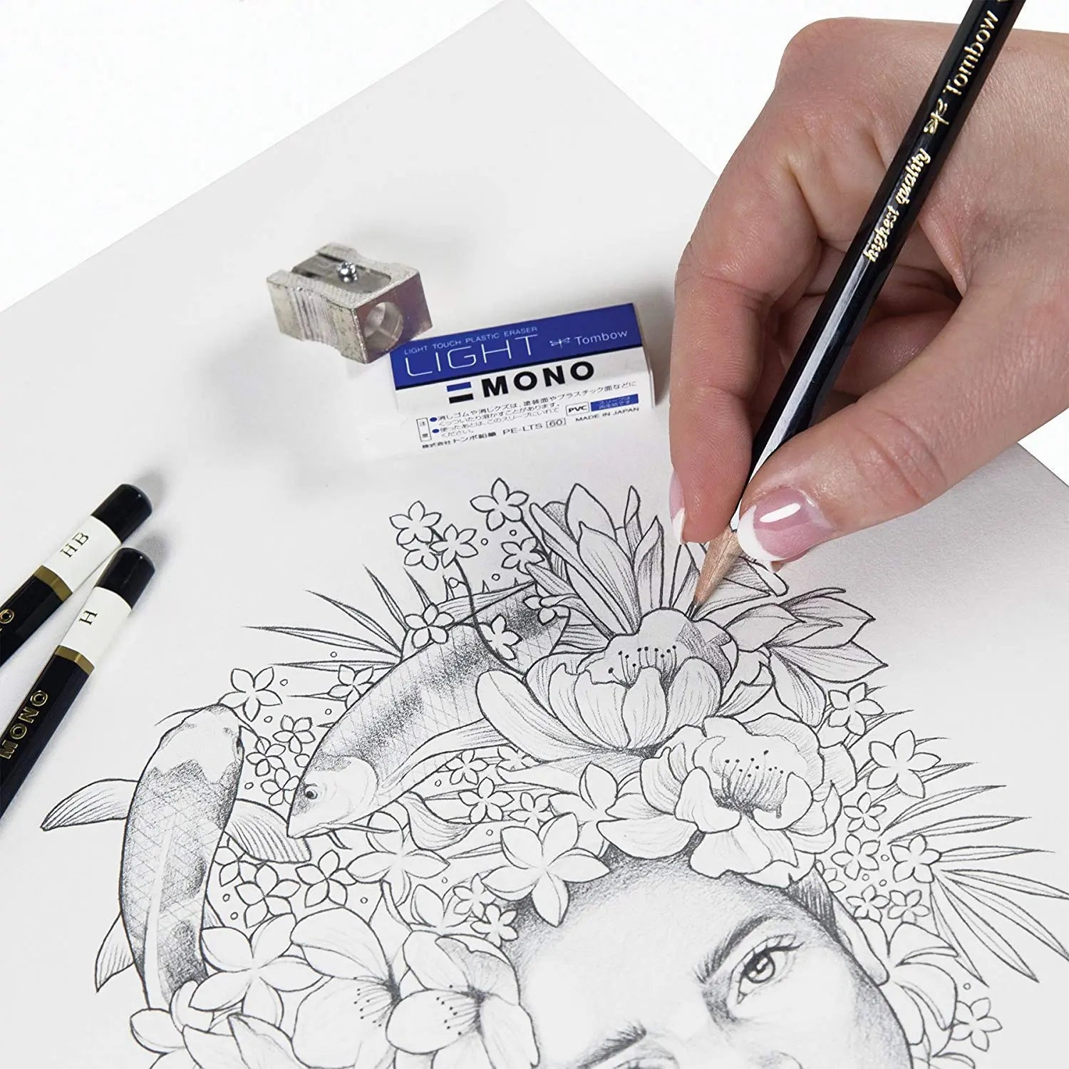 Tombow Mono Graphite Pencil Set, 12 Assorted Grades With Free Mono Knock Eraser, Limited Edition Tombow