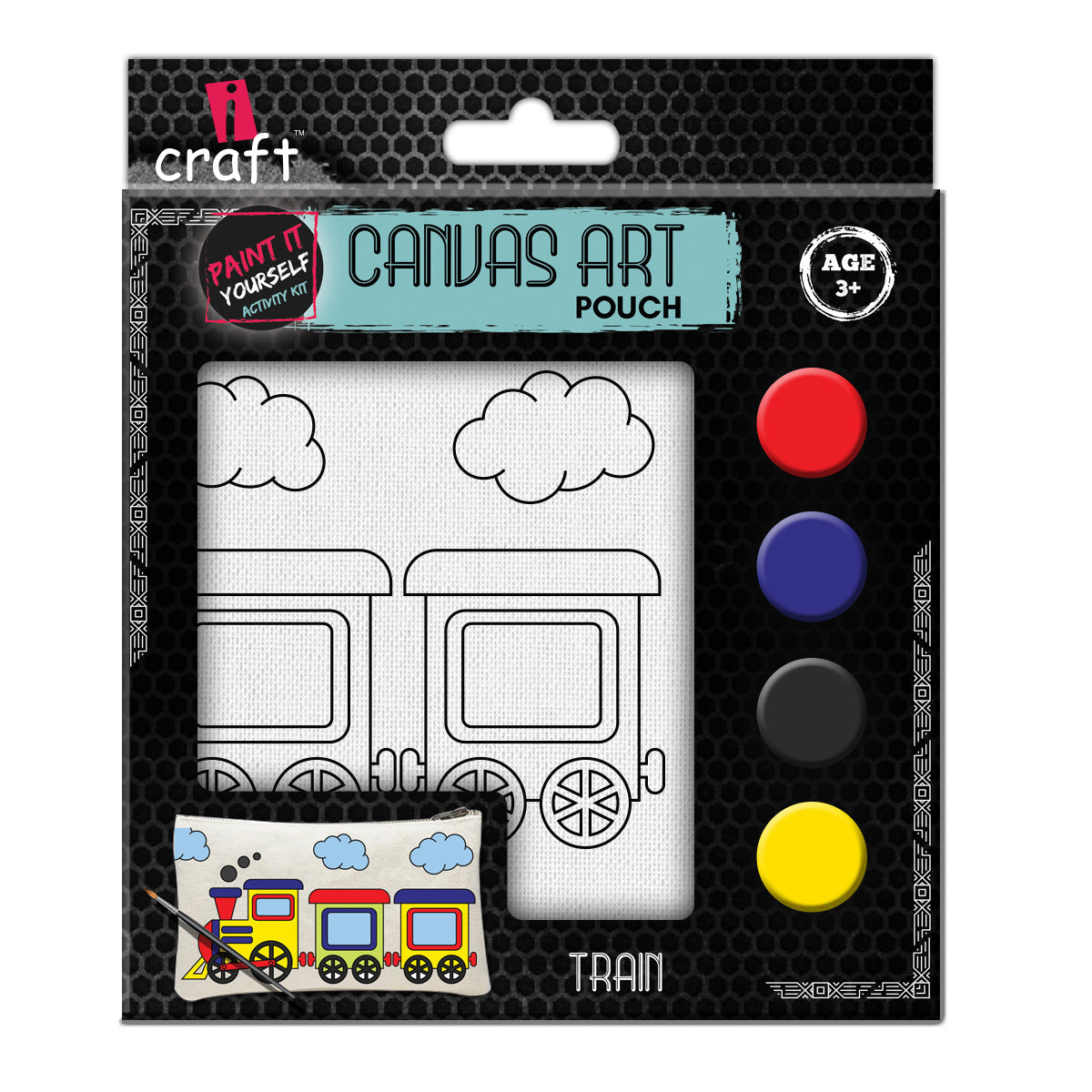 iCraft DIY Canvas Pouch Painting Kit for Kids - Train Design iCraft
