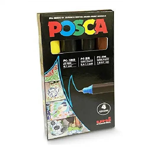 posca Water Based Permanent Marker Paint Pens with Premium  Quality Travel Case for Arts and Crafts. Multi Surface Use On Wood, Metal,  Paper, Cardboard, Glass, Fabric & Rock. Set of
