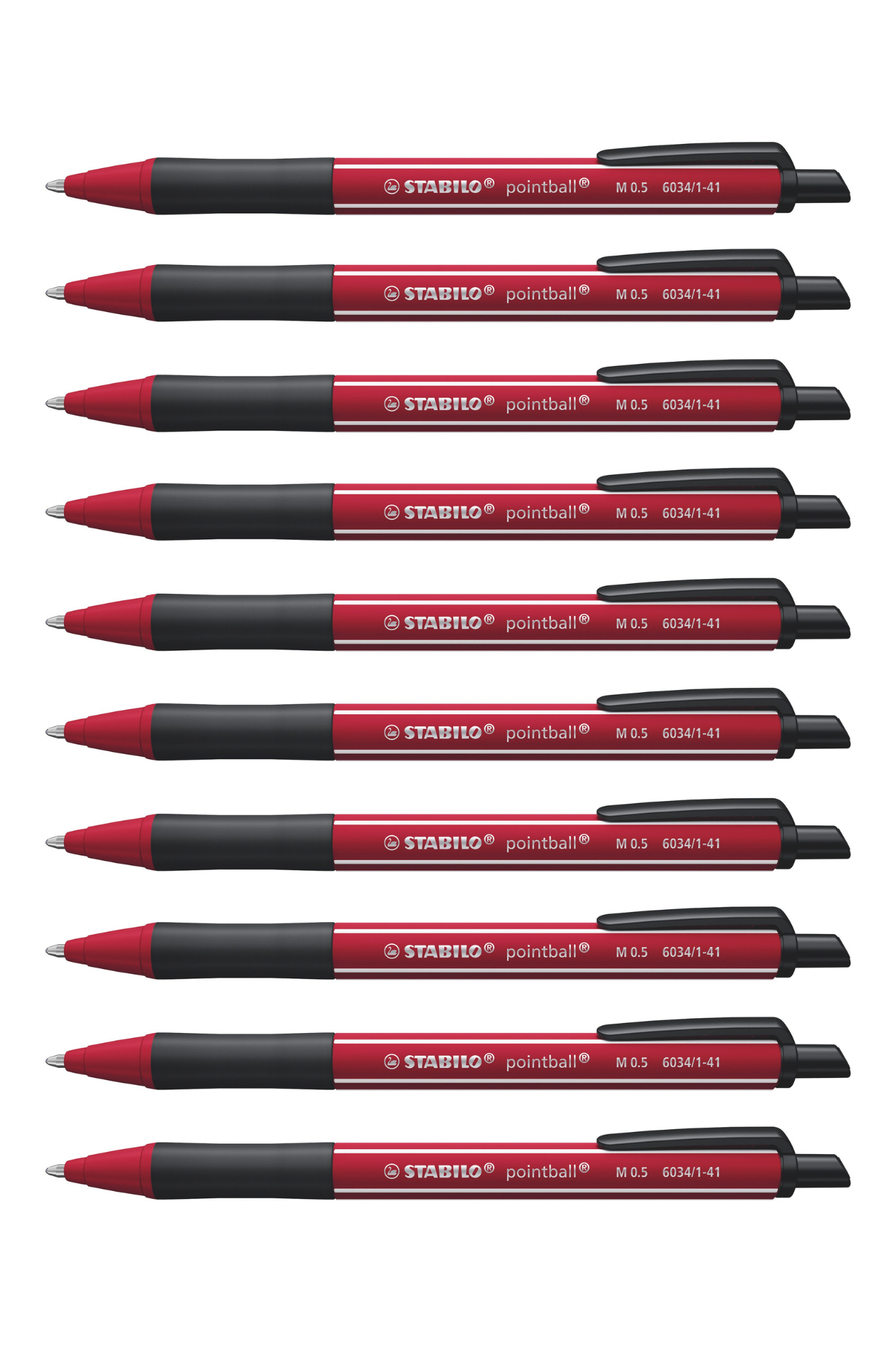 Stabilo Pointball Naturecol Wildflower - Burgundy with Blue Ink Ballpoint Pen - Pack of 10 Stabilo