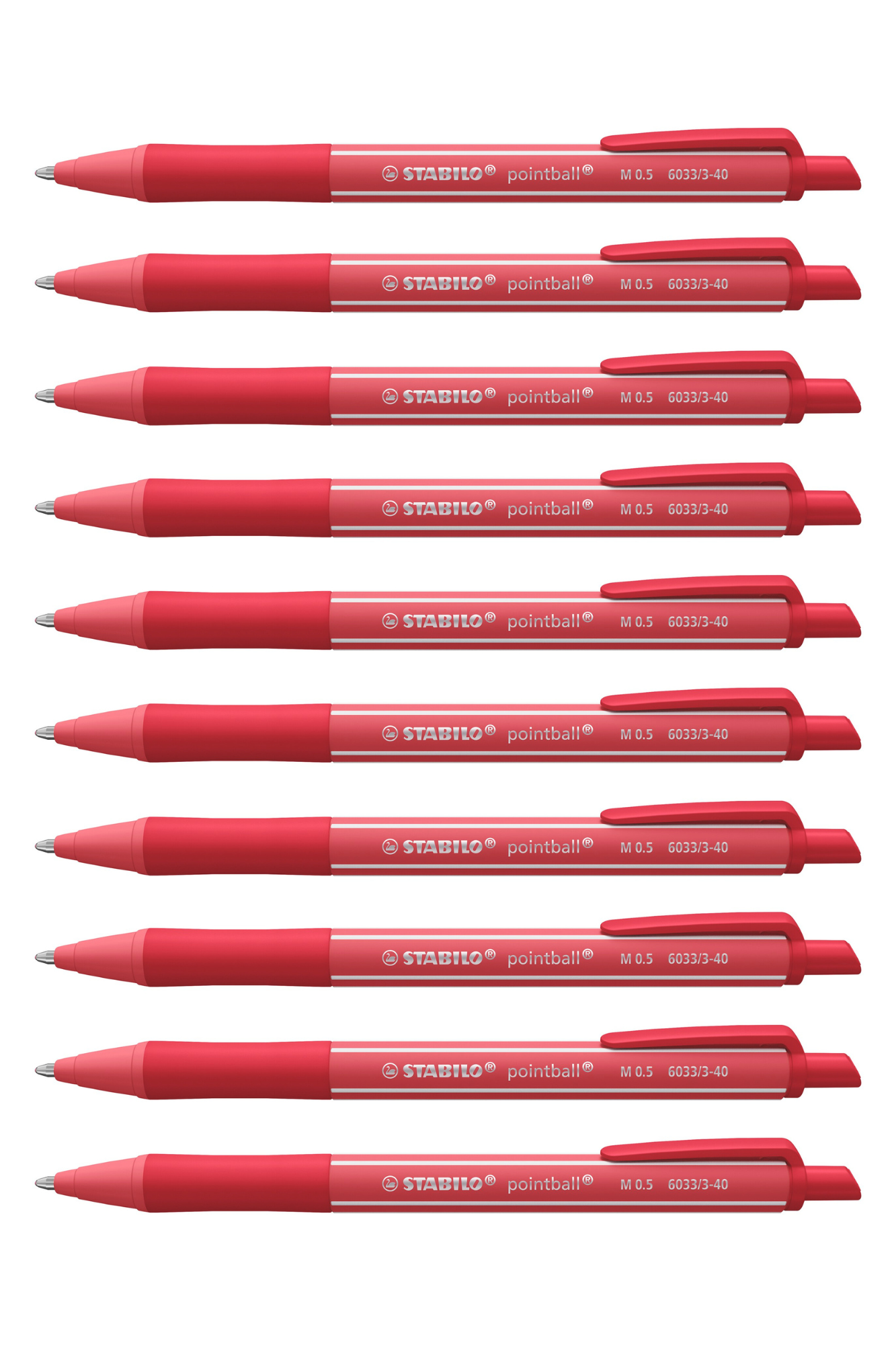 Stabilo Pointball Colorful - Rust Red Ballpoint Pen - Pack Of 10 Stabilo