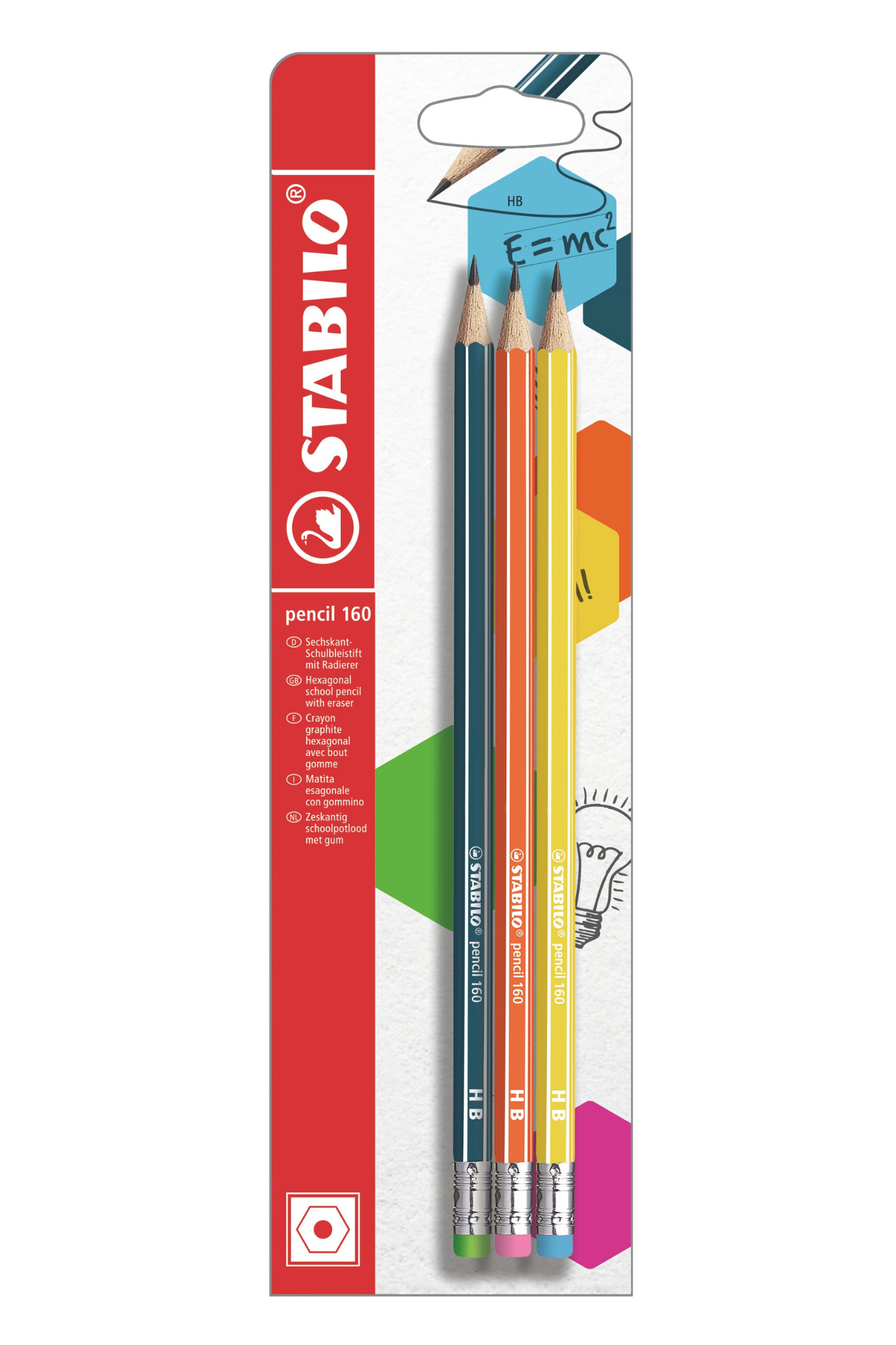 Stabilo Pencil with Eraser 160-Hb Pack Of 3  Blister Stabilo
