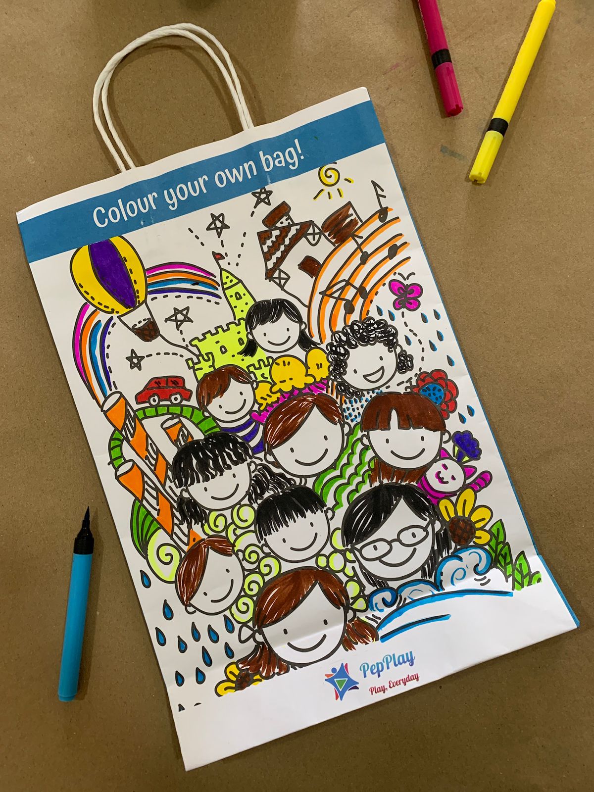 PepPlay Colour Me Paper Bag - Friends | Colour, Create & Carry Fun | 3+ Years