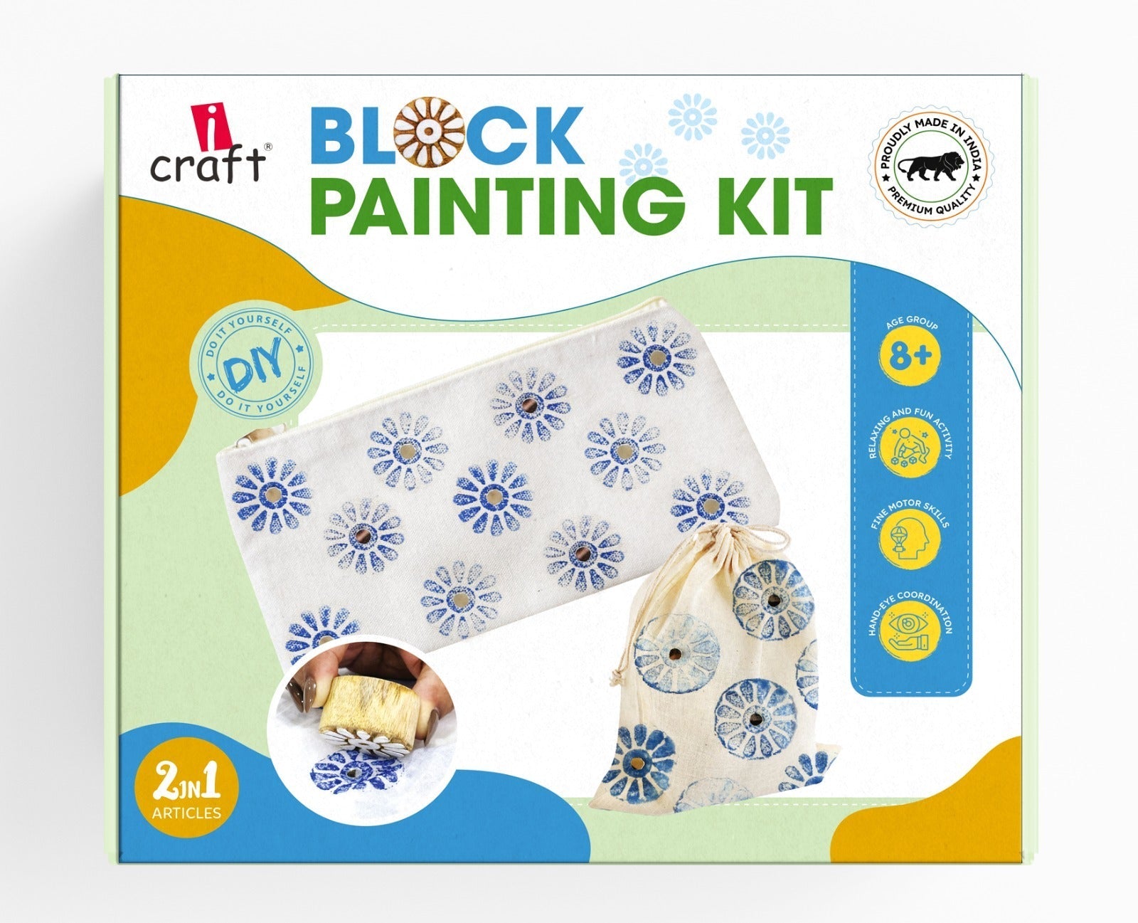 iCraft DIY Block Painting Kit - Canvas Pouch & Designer Block iCraft